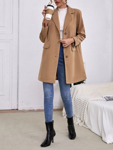 

flap detail lapel collar overcoat w0sy#, Black