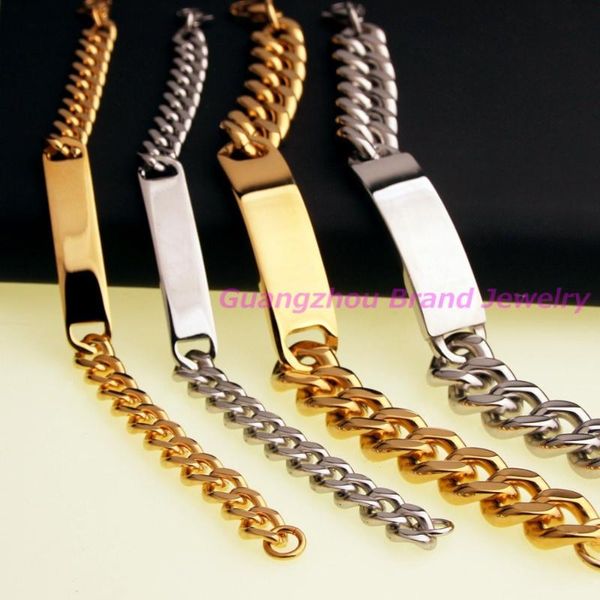 

10/15mm fashion men's womens jewelry stainless steel id cuban cowboy bracelets bangle, products exquisite workmanship, Black