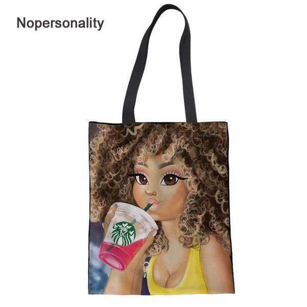 

nopersonality black african women shoulder bags shopping bag art canvas crossbody bag casual afro handbag for women bookbags