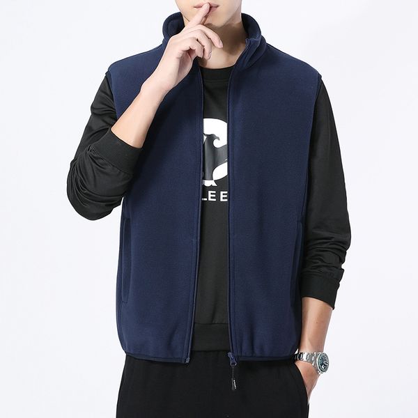 

autumn and winter sleeveless vest outdoor sports fleece men's jacket, Black;white