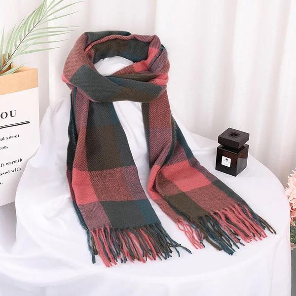 

2020 new cashmere women plaid scarf winter warm shawl and wrap students fashion bandana long tassel thick blanket, Blue;gray