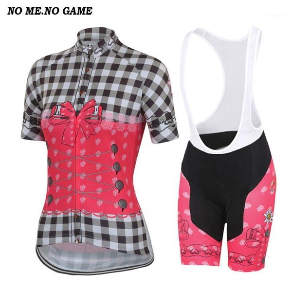 

summer women road cycling jersey bib set bike clothing wear gel breathable pad riding clothes girl ropa ciclismo mujer1, Black;blue