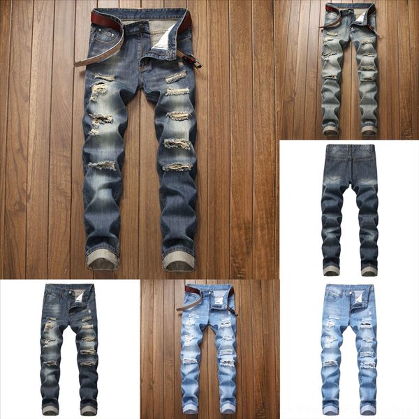 

weulm uefezo men jeans man s denim jeans solid classic high-quality designer street skinny jeans men casual fashion slim hip-hop hole, Black