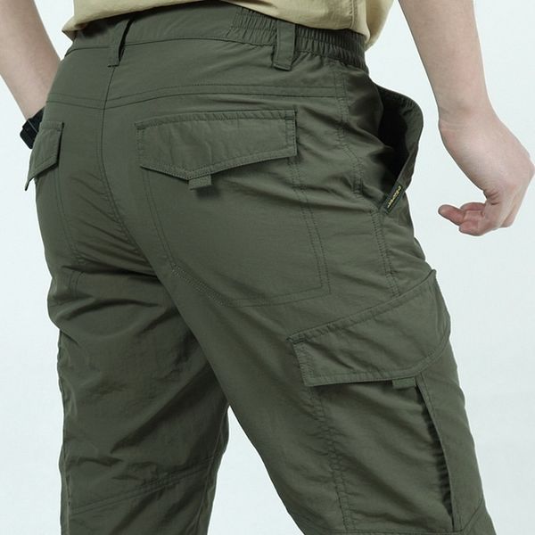 

summer men tactical cargo pants men's army military style trousers male breathable lightweight waterproof quick dry casual pant 201110, Black