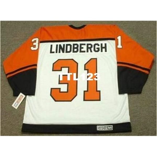 

421s #31 pelle lindbergh philadelphia flyers 1985 ccm vintage home hockey jersey or custom any name or number retro jersey, Black
