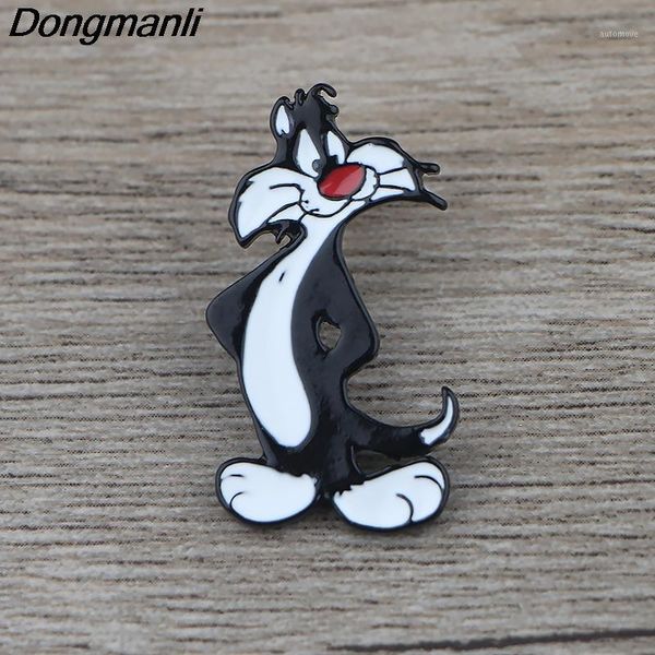 

k1402 dongmanli cat and bird pins enamel brooches for women men lapel pin cartoon metal badge collar jewelry gifts 1pcs1, Gray
