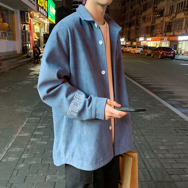 

2021 new men's shirt spring solid new college jacket blue fret clothes p1lj, White;black