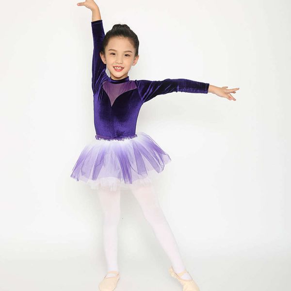 

practice spring dance children's performance girls' drs long sve ballet skirt, Blue