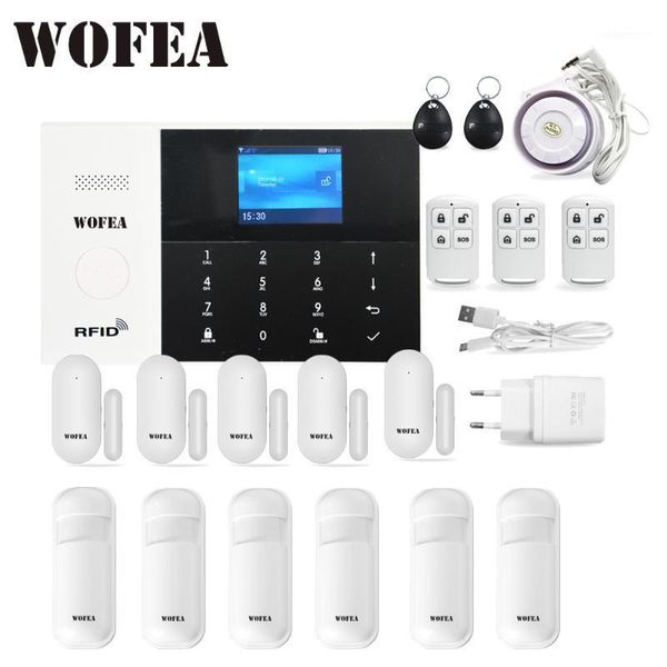 

alarm systems wofea wifi gprs sim sms app remote control wireless home security fire house system with voice system1