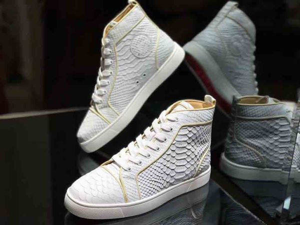 

white fish genuine leather mens red bottoms shoes studded spikes womens spike shoes party lovers fashion genuine leather platform sneakers, Black