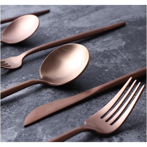 

200pcs rose gold tableware fork knife spoon matte rose gold western metal dinnerware rose gold c wmtjdi dh_seller2010