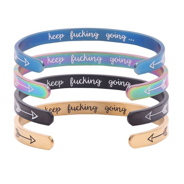 

arrow bracelet c-shaped keep fucking going bracelets, Black