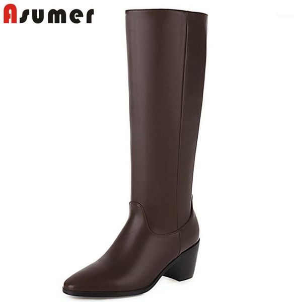 

boots asumer arrive riding women round toe autumn winter thick heel casual shoes fashion cool knee high women1, Black