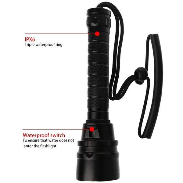 

ezk20 dropshipping дайвинг фонарик t6 для подводной фонари 100m scuba dive безопасность свет факела для under water sports wmtjfr yycolor