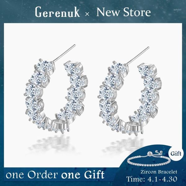 

gerenuk cz irregular round oval zirconia hoops earrings for women statement earrings fashion jewelry accessories gue06391, Golden;silver