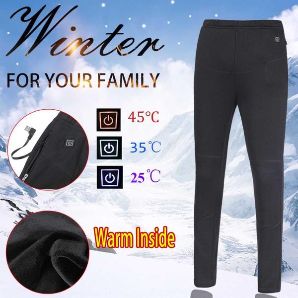 

outdoor pants electric heated warm men women usb heating base layer elastic trousers insulated heatedunderwear for camping hiking, Black;green