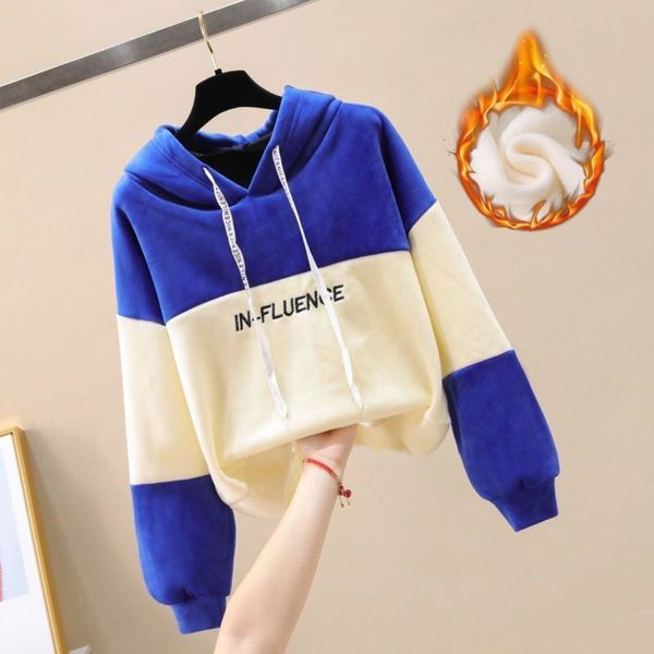 

autumn and winter of 2020 korean clothing girls' thickened plush hooded sweater children's warm et baby pullover, Black