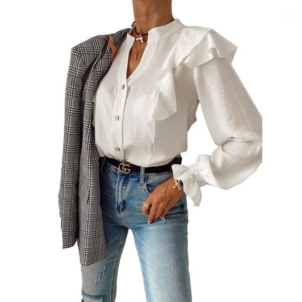 

2020 new blouse women casual solid shirts blouses female loose blusas autumn fall casual ladies office blouses sexy1, White