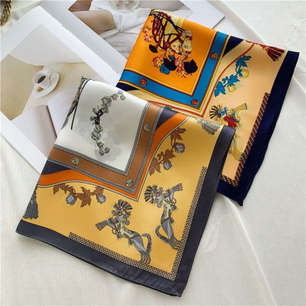 

hangzhou women's korean version versatile square multi functional decorative small scarf mulberry silk scarv, Red;brown