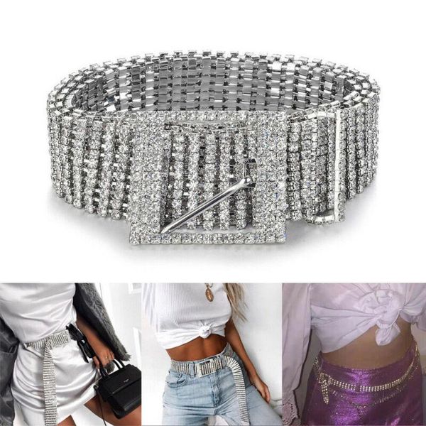 

женщины блестящий пояс талия цепи кристалл алмаза bling bling серебряные блестящие waistband полный rhinestone люкс 105 см для дам девушки, Black;brown