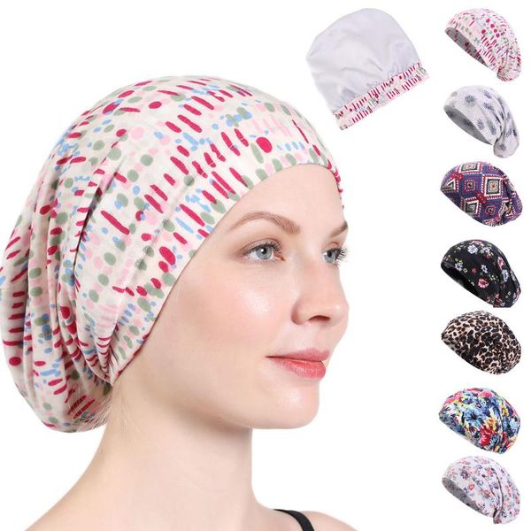 

beanies autumn winter colorful printing cotton lining beanie caps for men women stretch soft hats bonnet children's accessories