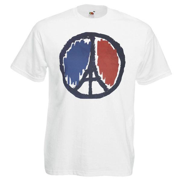 

sport brand cotton men basic mens white peace in paris t shirt french flag political ceasefire one lovefit short-sleeve t shirt