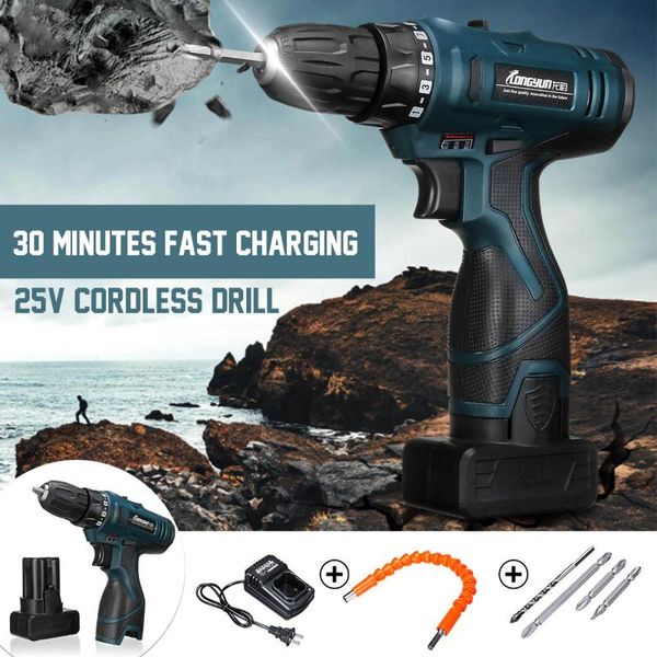 

25v 2200 mah lithium-ion battery cordless screwdriver electric drill hole electrical screwdriver hand driver wrench power tools