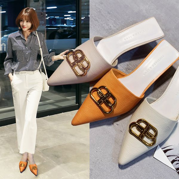 

baotou half slippers for women's wear 2020 new women's shoes x1020, Black