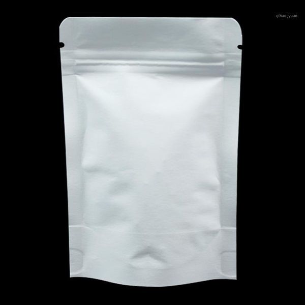 

gift wrap 3.5"x5.5" white doypack self sealable kraft paper pouch aluminum mylar foil zipper packing bags candy storage bag1