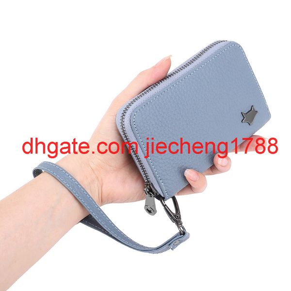 

zero wallet leather women's wrist bag zipper card bag coin bag, Red;black