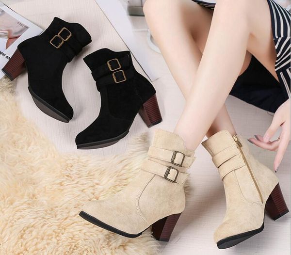 

boots ladies fashion high-heeled elegant shose cancise pumps winter comfortable longer size spring autumn women shoes, Black