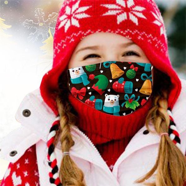 

gift designer disposable christmas face masks santa snowman print kids children 3-layer protection health mask fac