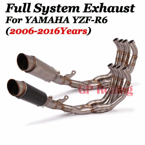 

slip on for r6 yzf-r6 2006-2020 motorcycle exhaust systems headers pipes 61mm exhaust escape modified front link pipe1