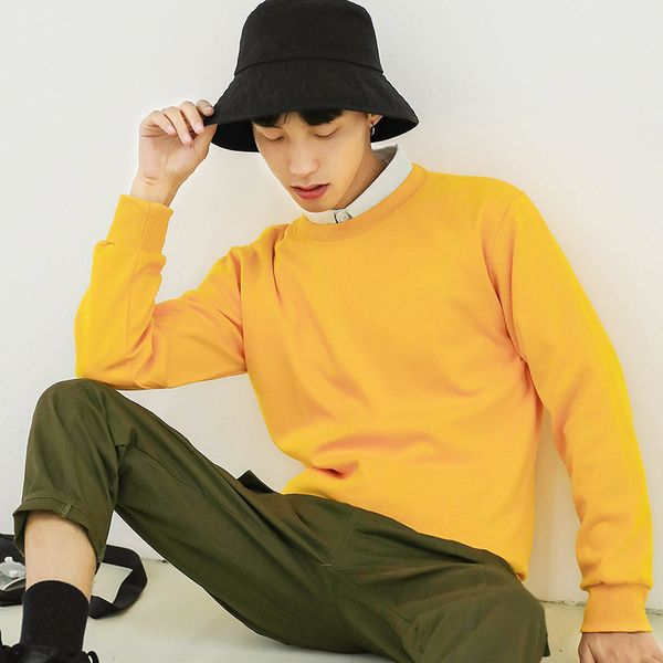 

2020 brand men's sweatshirts round neck pullover long sleeve overalls class wear cotton pullover for male sweatshirt, Black