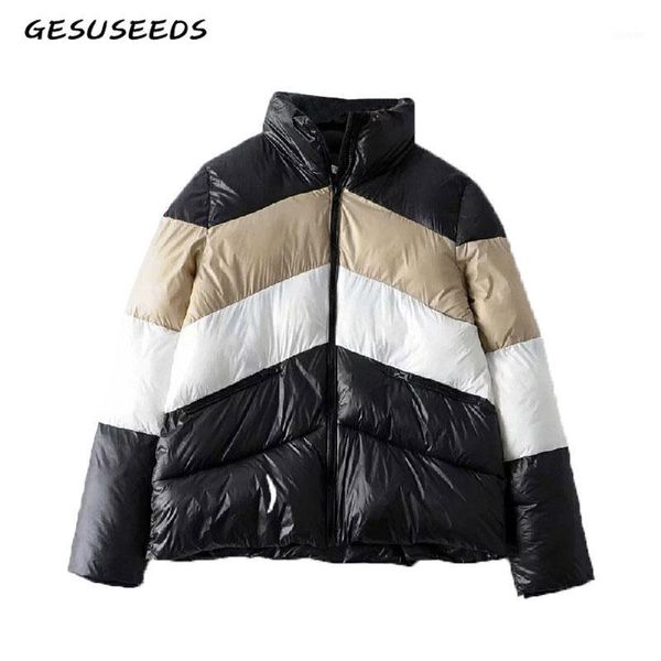 

color block jackets coats female korean winter jackets women parka vintage ladies designer coat warm womens coats winter clothes1, Black