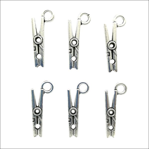 Lote 200 pcs clipe antique tibetano prata encantos pingentes para jóias fazendo brinco colar pulseira key chaveiro acessórios 19 * 7mm DH0781