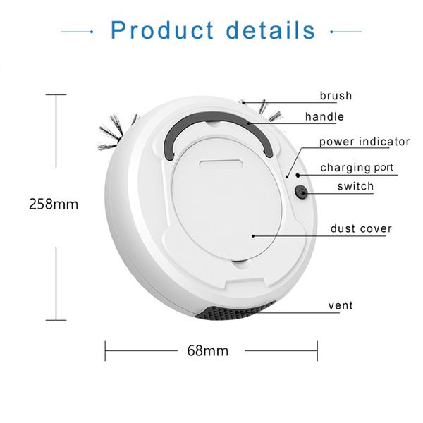 

3-in-1 multifunctional auto smart robot floor cleaner rechargeable dry wet mop sweeping vacuum cleaner strong suction home clean