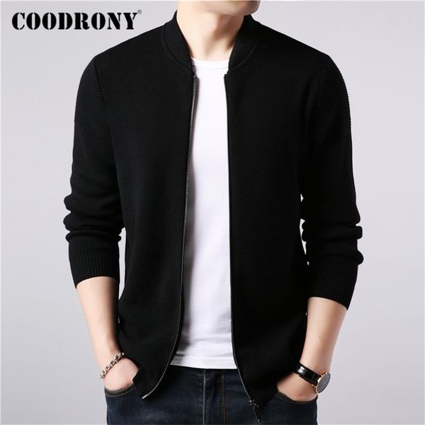 

coodrony brand sweater coat men cashmere wool cardigan men clothes arrivals autumn winter thick warm zipper coats 91088 211221, White;black