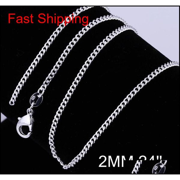 

2017 new factory sale 10pcs 16"-30" genuine solid 925 sterling silver fashion curb necklace chain jewelry w qylqht nana_shop