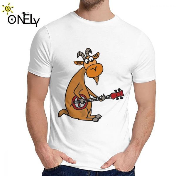 

sport soft cool artistic funny billy goat playing the banjo t-shirt men's new custom quality classic round neck tee shirt