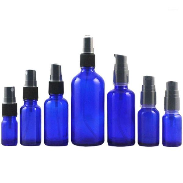 

exquisite blue mist spray bottle skin care tool emulsion press pump bottle empty glass container 5 10 15 20 30 50 100ml 10pcs1