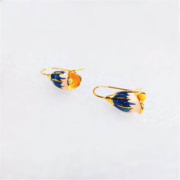 

dangle & chandelier tibetan sliver screw back sweet cute plant rose lotus golden earrings ear hook brinco luxury jewelry ladies women access, Silver
