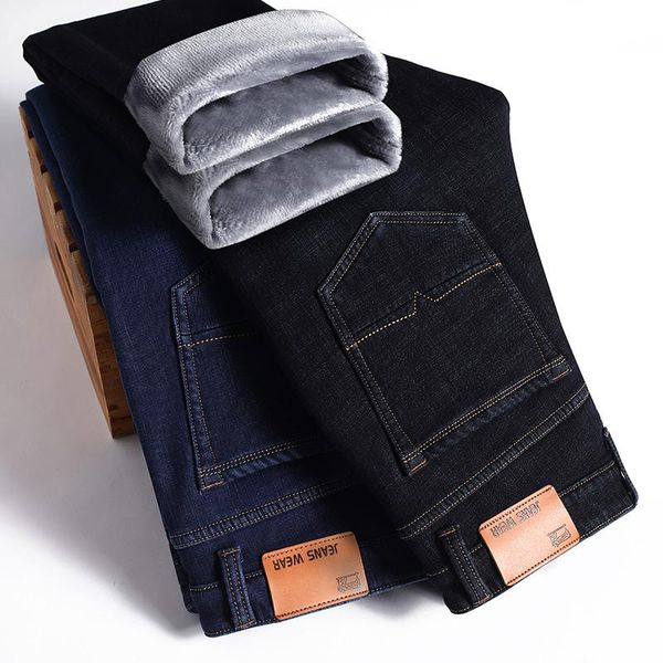 

men's jeans 2021 fashion slim men business causal heavyweight clothing black blue