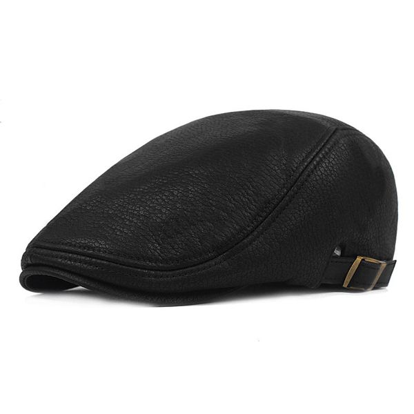 

berets autumn and winter wild fashion painter hat leather british retro beret men women plus velvet thickening forward, Blue;gray