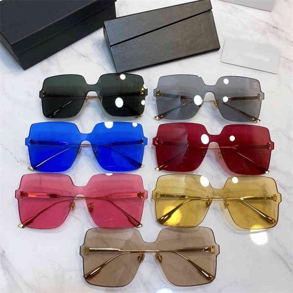 

2022 factory wholesale family yang same sunglasses women's fashion frameless large box jelly men's, White;black