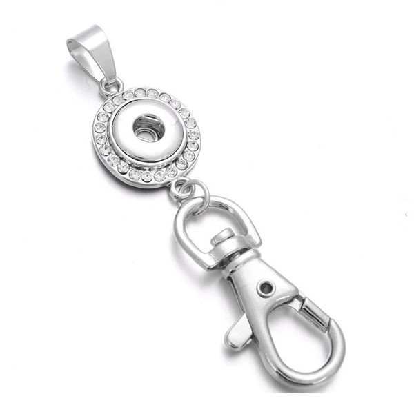 

new snap jewelry 12mm crystal round snap button keychains keyring pendant layard for women gi bbyuro, Slivery;golden