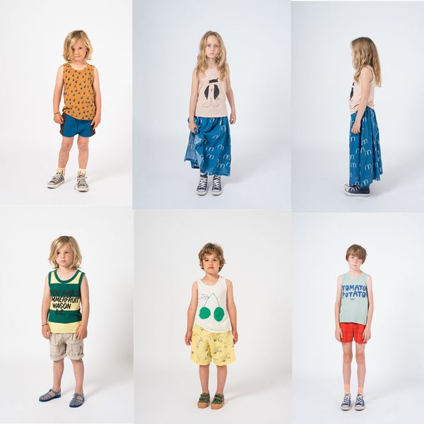 

kids t shirt 2019 summer strafina boys girls cotton tee t shirts baby sleeveless tank for children clothes 1-11 years 1006, Blue