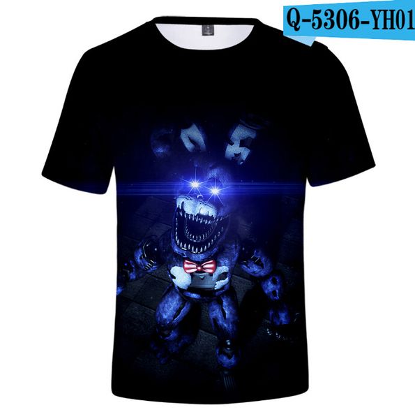 

new cartoon children short sleeved t shirts kids 3d fnaf five nights at freddy boys clothes girl t-shirt summer kids tees y200704, Blue