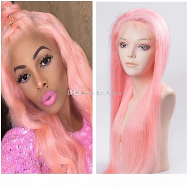 

brazilian virgin hair lace front wigs long pink human hair wigs for black women full lace pink hair wig, Black;brown