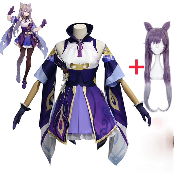 

anime costumes lolita maid uniform genshin impact keqing cosplay costume anime halloween carnival dress, Black